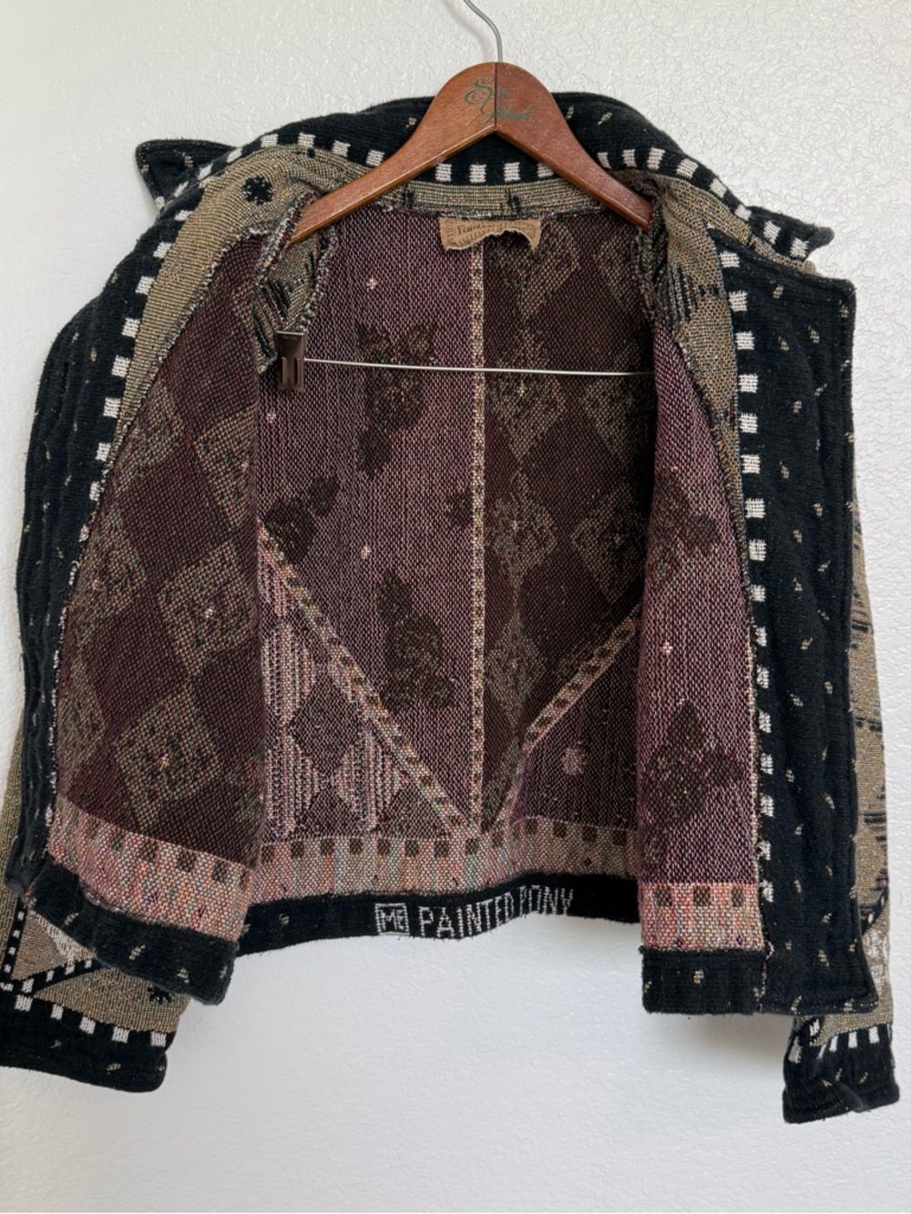 VTG Painted Pony Tapestry Jacket Southwestern Western Boho Concho Button Coat - Picture 6 of 7